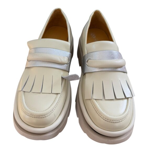 4CCCCEES Crunch Fringe Leather Platform Loafer Ivory EU 40 US 9 Preppy - Picture 7 of 12